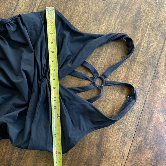 Calvin Klein Black ruched One Piece Swimsuit with V-Neck Halter - Picture 4 of 5